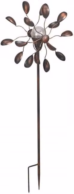 Garden Mile Gemini Solar Wind Spinner in Bronze Metal with Abstract Geometric Design
