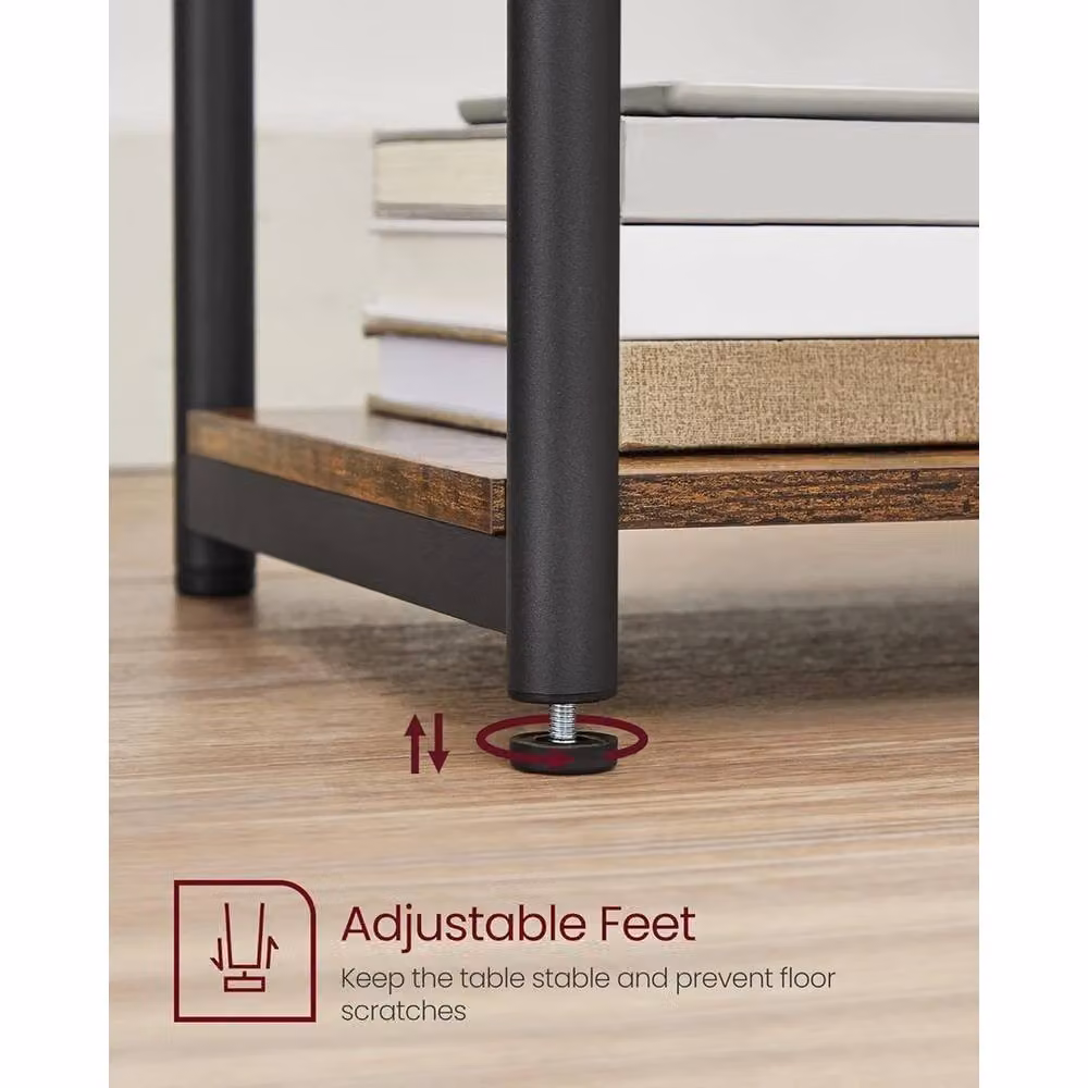 FORGEVIO Set of 2 Two-Tier Industrial Side Tables with Metal and MDF Construction in Brown and Multicolour – 3