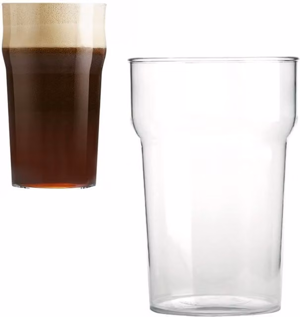 Aeroplas 100 Pack Reusable Transparent Plastic Pint Beer Glasses, 568 ml