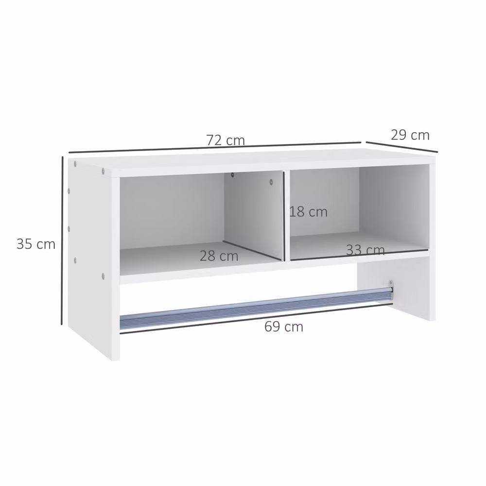 STILVORA Wall Mounted Coat Rack with Clothes Rail and 2 Shelves in Matt White – 2