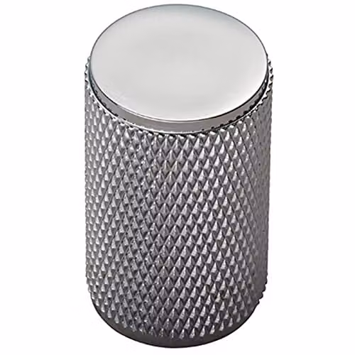 Loops Knurled Cylindrical Cupboard Door Knob in Chrome – 1