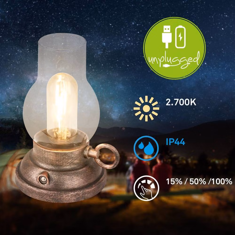 Briloner Antique Style Rechargeable LED Lantern, Dimmable Touch Control Outdoor Table Lamp, Bronze, W/D/H: 10.5 x 10.5 x 17.5 cm – 5
