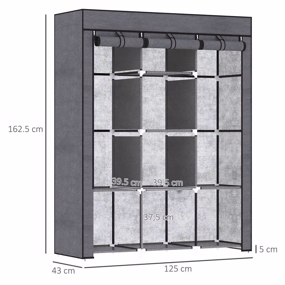 STILVORA Grey Roll Shutter Wardrobe with Hanging Rod and Internal Shelves – 2