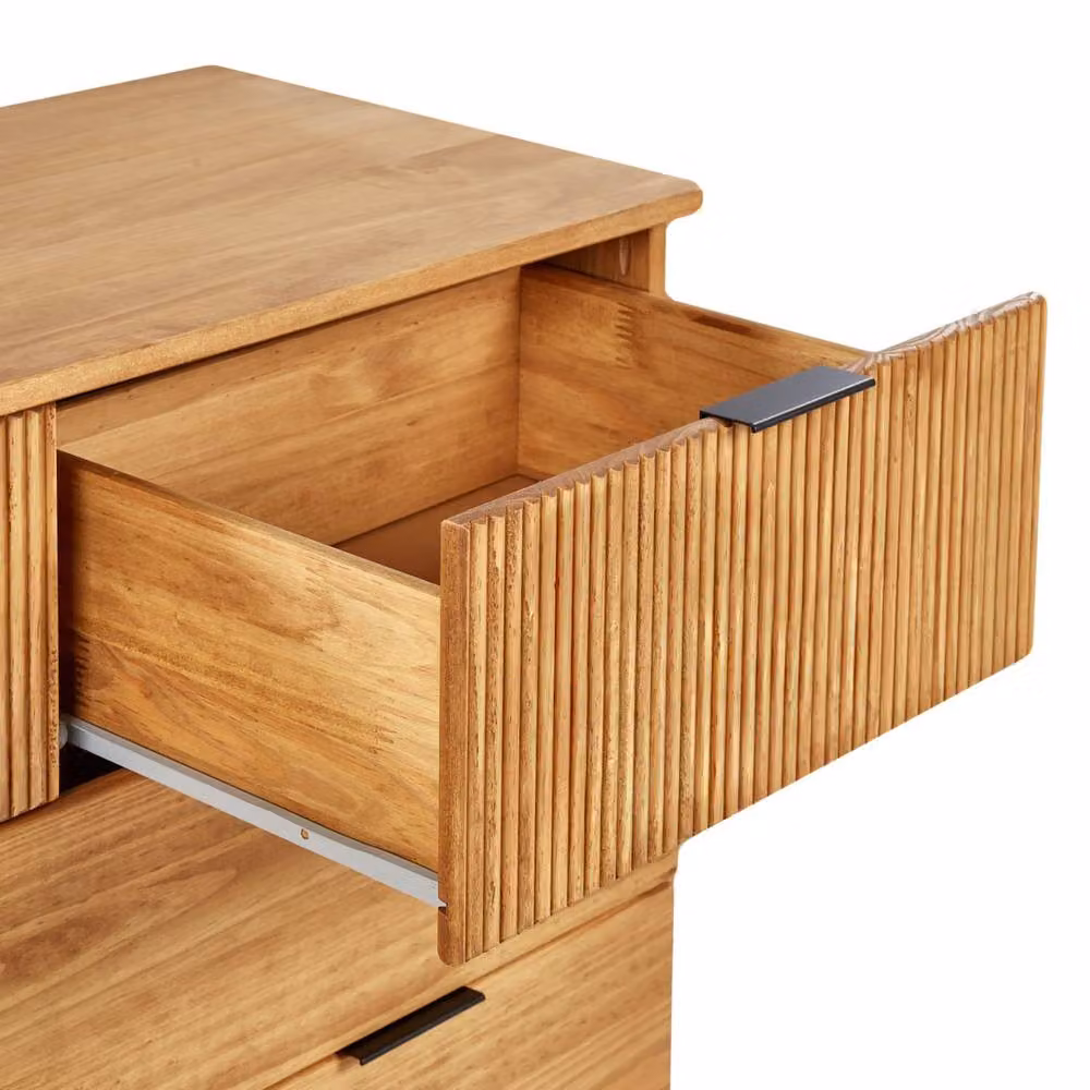 Wyld and Coco Everpine 4-Drawer Chest of Drawers in Brown, W: 100 cm, D: 45 cm, H: 91 cm – 4