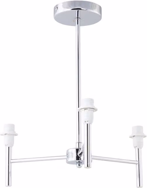 First Choice Lighting Brea Modern 3 Arm LED Semi Flush Fitting in Chrome Silver W/D/H: 42.5 x 40.5 x 120 cm