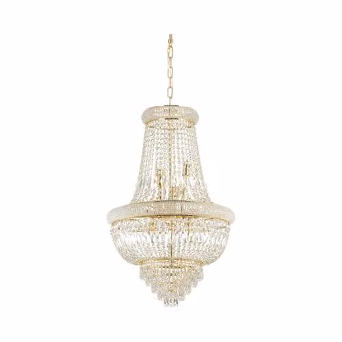 Ideal Lux Dubai Suspended Pendant Light in Brass and Crystal with E14 Socket