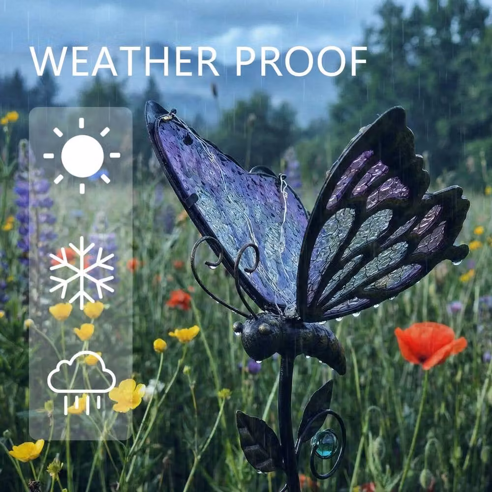 Bright Zeal Solar LED Butterfly Garden Stake Light in Pink, Purple and Multicolour – 4
