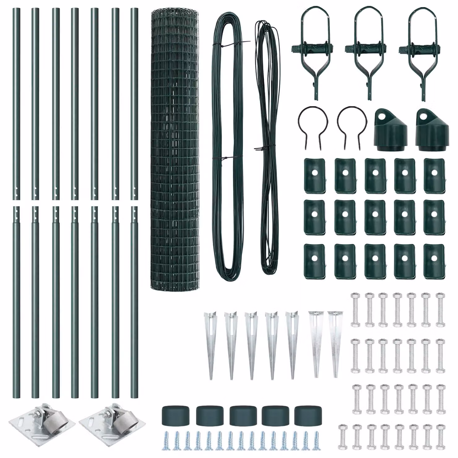 Berkfield Home Euro Fence with 7 Spike Posts, Galvanised Steel, Green and Silver, W: 10 m, H: 1.5 m – 4