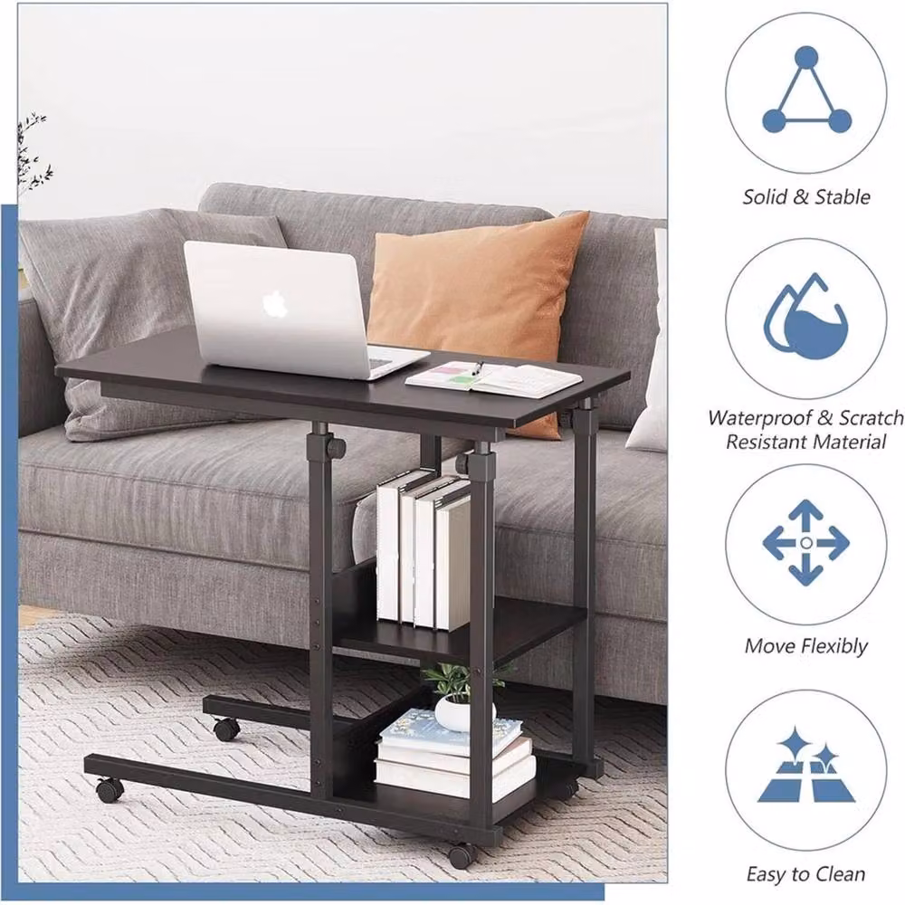 NESTLUNE Black Height Adjustable Mobile Over Bed Table – 3