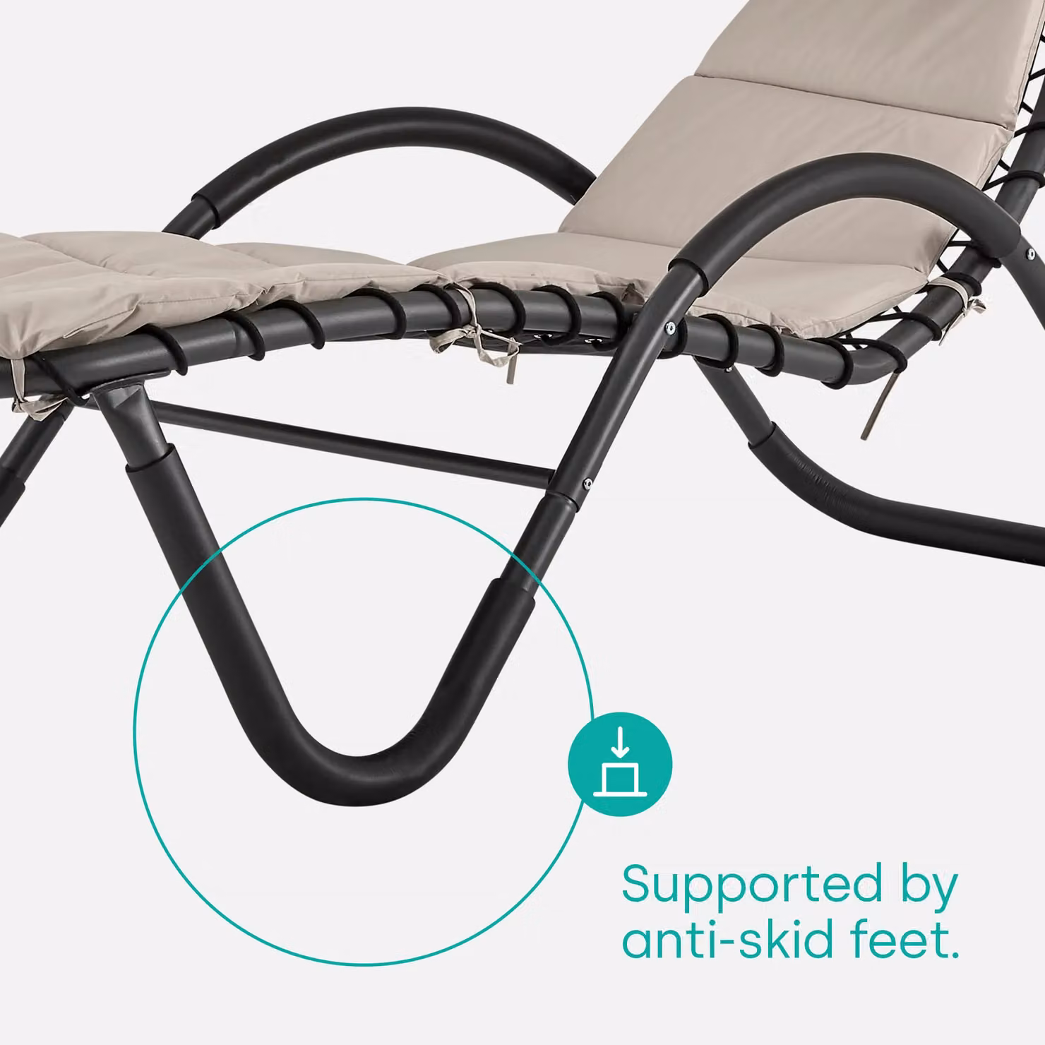 LIVIVO Bali Sun Lounger Relaxing Chair with Canopy Shade and Padded Cushions in Beige – 4