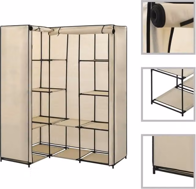 Berkfield Home Corner Wardrobe in Beige, W/D/H: 130 x 87 x 169 cm