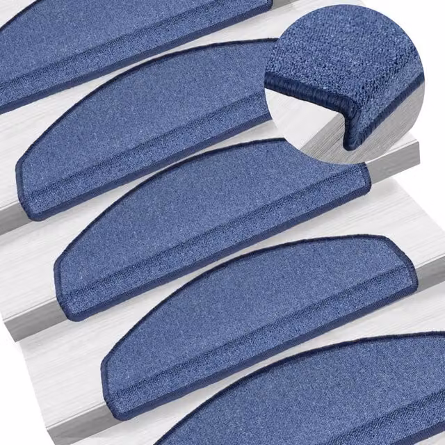 Berkfield Home Self-Adhesive Non-Slip Stair Mats, 10 Pack, Blue, W/D/H: 65 x 24 x 4 cm