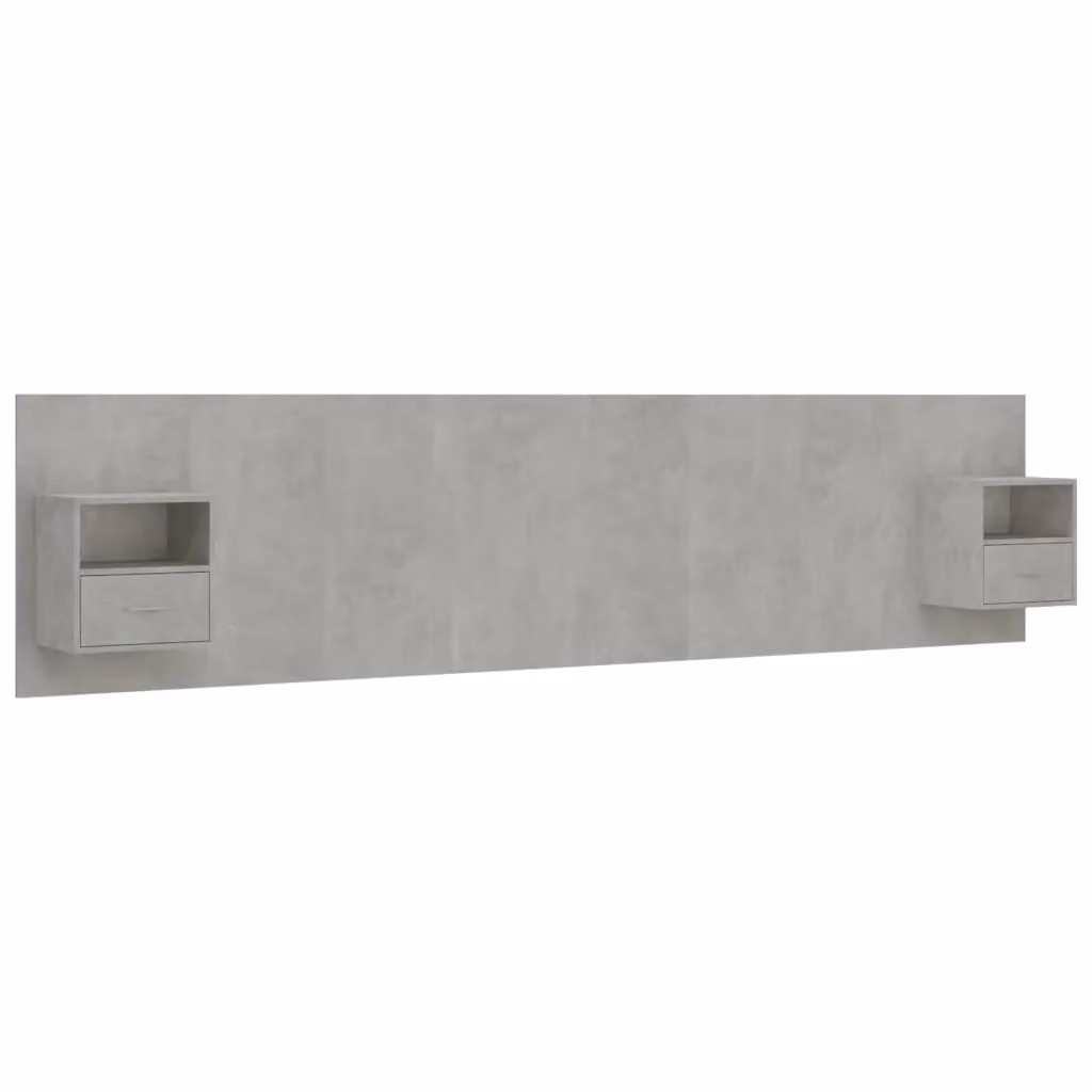 Berkfield Home Bed Headboard with Integrated Nightstand Cabinets in Concrete Grey Engineered Wood – 2