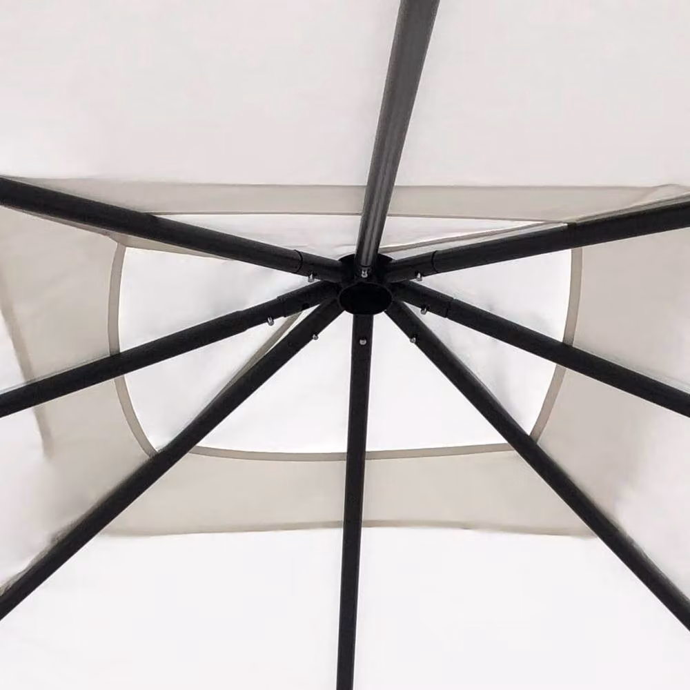 Berkfield Home Gazebo with Post Covers in Beige and White, W: 300 cm, D: 300 cm, H: 260 cm – 2