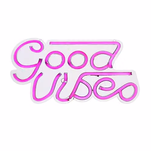 Menkind RED5 Good Vibes Pink LED USB-Powered Acrylic Wall Hanging Neon Effect Mood Light – 1