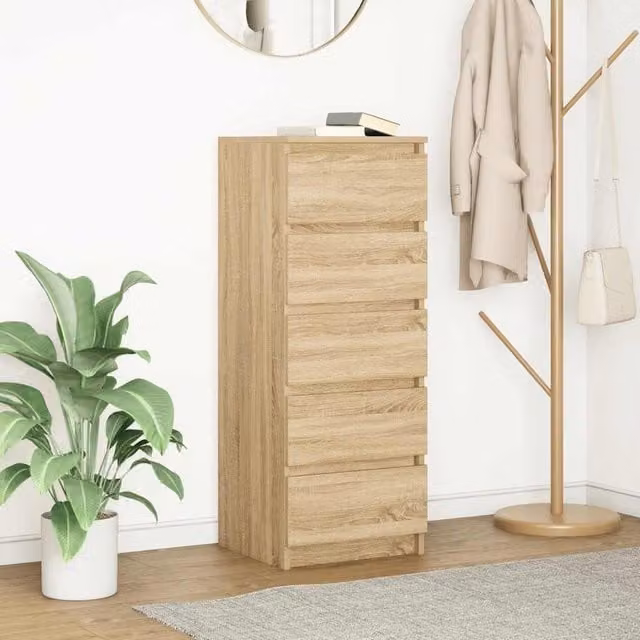 Berkfield Home Sideboard with Drawers in Sonoma Oak Brown, W/D/H: 37.5 x 35 x 99 cm – 1