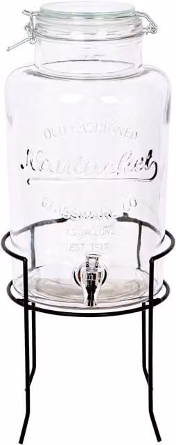 Rink Drink Black and Transparent Glass Drinks Dispenser with Tap and Stand, 6.5 l – 1