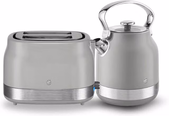 Swan Retro Revive Kettle and Toaster Bundle in Grey