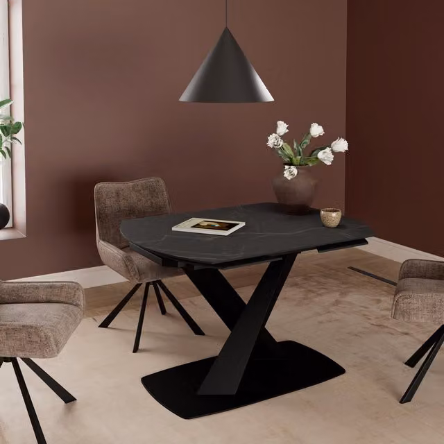 Furniture To Go Morella Oval Extending Dining Table in Matt Black Ceramic
