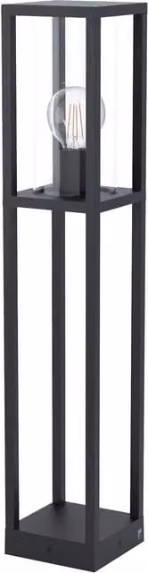 Loops IP44 Black Cast Aluminium Outdoor Bollard Light with E27 Socket