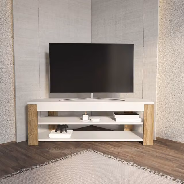 Decorotika Rita Corner TV Unit in White and Orange