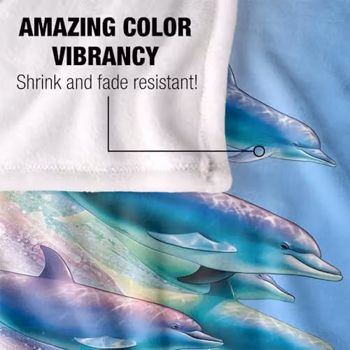 JQ Licensing Royce McClure Dolphin Flow Silky Touch Super Soft Fleece Throw Blanket, Blue Multicolour, W: 91 cm, D: 147 cm – 2
