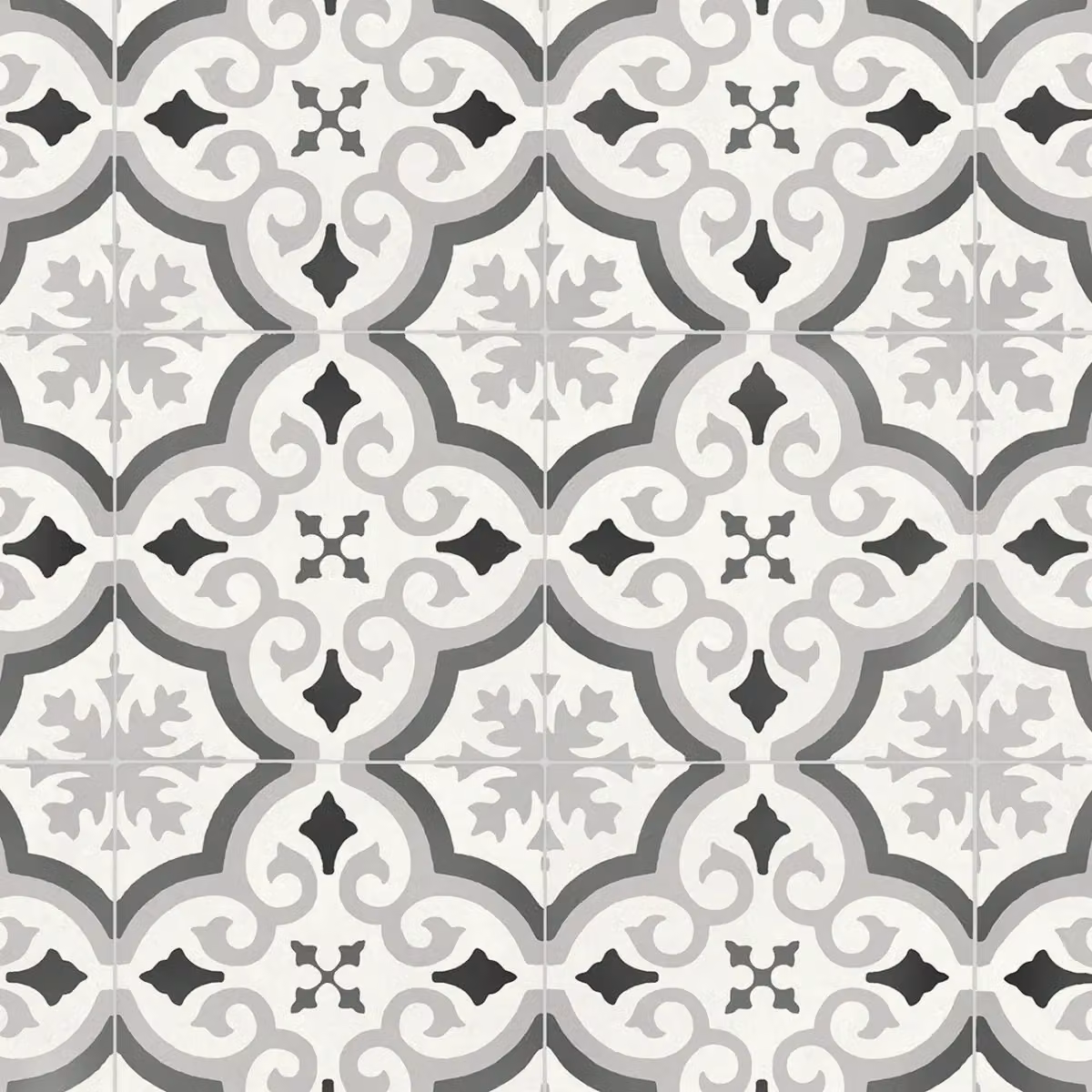 Vinyl Flooring UK Designer Effect Tile Look Sheet Vinyl Flooring in Black, White and Grey, Thickness: 2.8 mm, Size: 300 x 400 cm – 2
