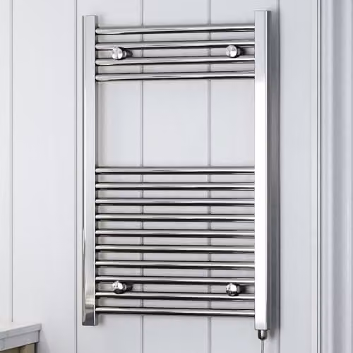 Terma Leo E Electric Towel Rail, Silver, H 80 cm x W 50 cm
