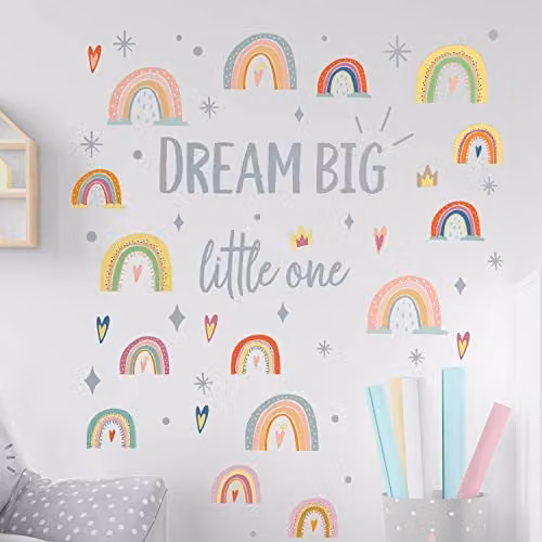 WALPLUS Multicolour Rainbow Wall Stickers for Nursery and Kids Room Decor, Removable Abstract Vinyl Decals, W/H: 45 x 45 cm – 1