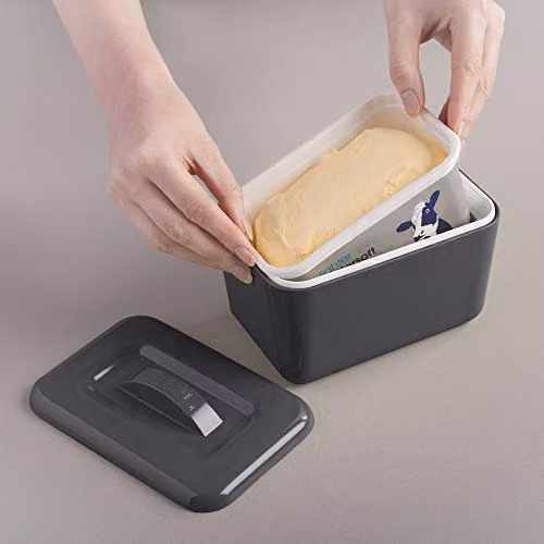 Zeal Melamine Insulated Butter Dish with Lid, Grey, 500 g Capacity – 2