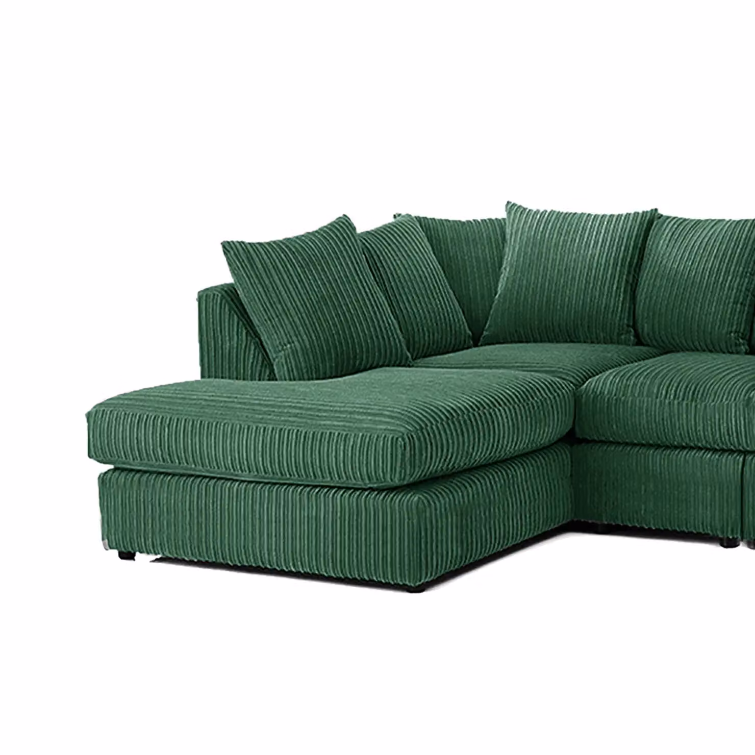 Luxor Living Green Jumbo Cord 5 Seater L-Shape Corner Sofa, Left Hand Facing – 2