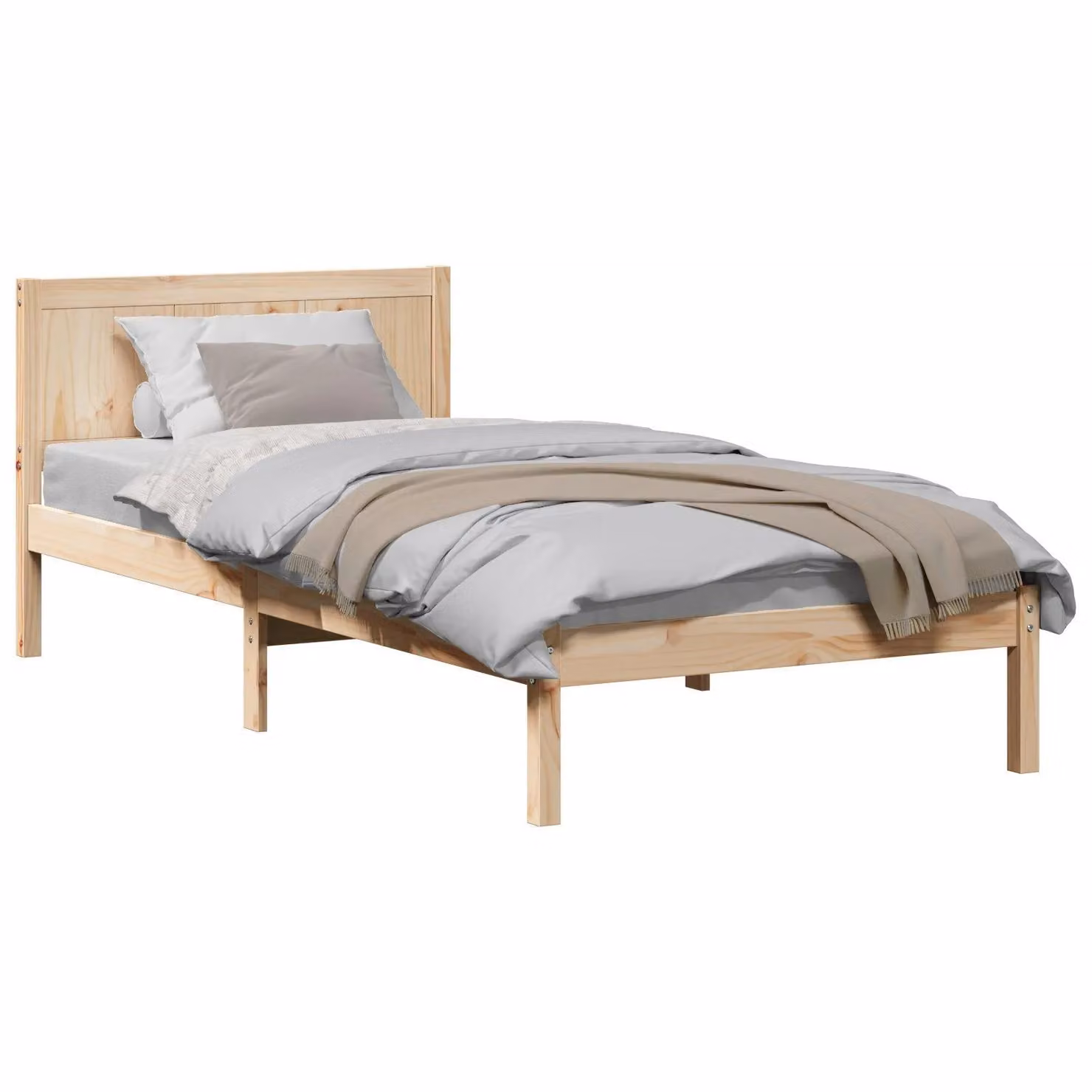 Berkfield Home Solid Pine Wood Bed Frame, Brown, W/D/H: 90 x 190 cm – 2