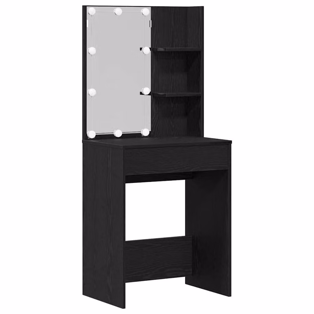 Berkfield Home Hollywood LED Dressing Table Set in Black Oak Engineered Wood – 5