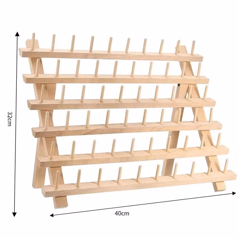 EONLION Brown Wooden Freestanding Sewing Thread Stand Organizer Holder, Width: 50 cm