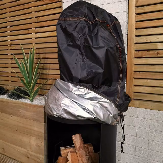 Samuel Alexander Heavy Duty Waterproof and Anti UV Outdoor Chiminea Fire Pit Cover, Black, W/D/H: 72 x 72 x 140 cm – 1