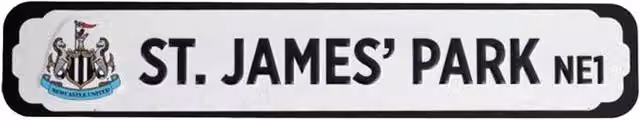 Newcastle United FC Deluxe Metal Stadium Sign, White, W: 60 cm, H: 12 cm