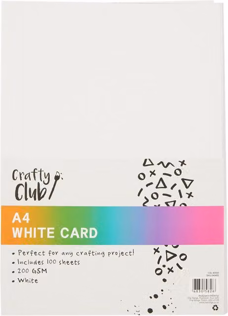 Crafty Club Pack of 100 White A4 Construction Paper Sheets