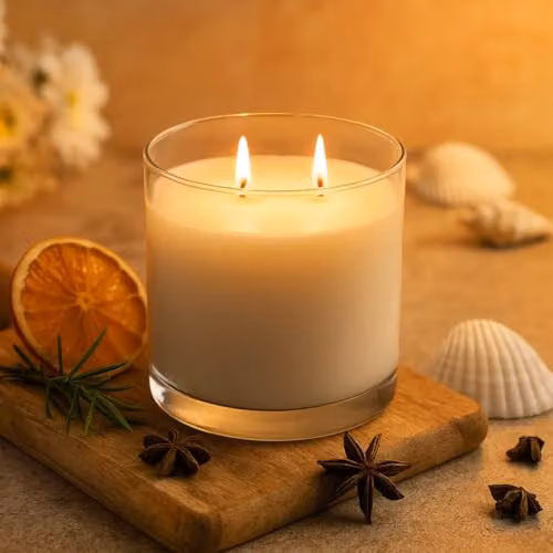 Nicola Spring Vanilla Sands Soy Wax Scented Candle, 400g, White and Sand Gourmand Fragrance in a Transparent Glass Jar – 2