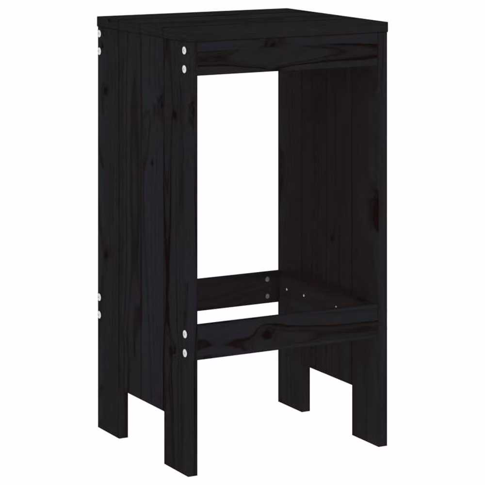 Berkfield Home Beautiful Bar Stools, 2 Pack, Black, Solid Pine Wood, W/D/H: 40 x 36 x 75 cm – 3