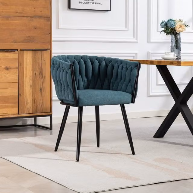 Artemis Home Aneta Modern Fabric Dining Chairs, Set of 2, Petrol Blue