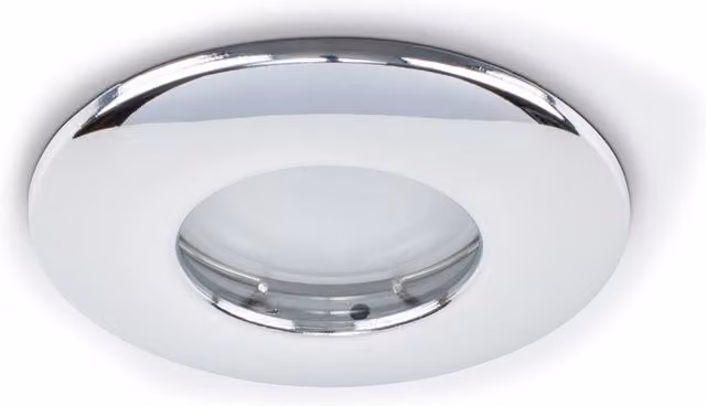 ValueLights Silver Chrome IP65 Fire Rated Recessed Round Bathroom Ceiling Downlight with Replaceable GU10 Bulb