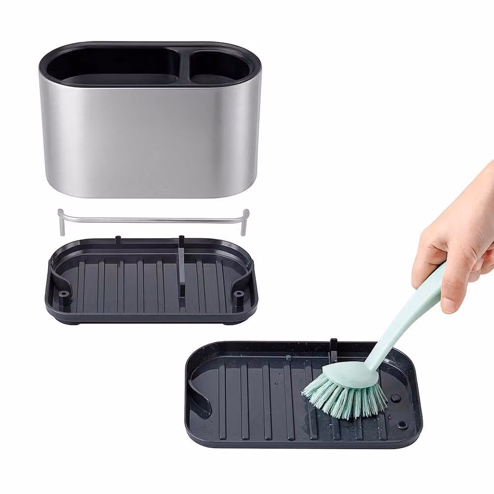 PAWNORA Stainless Steel Rectangular Sink Organiser Caddy in Silver – 2
