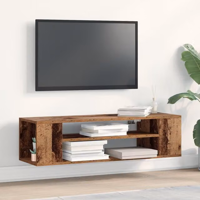 Berkfield Home Rustic Brown TV Cabinet in Engineered Wood, W: 100 cm, D: 30 cm, H: 26.5 cm