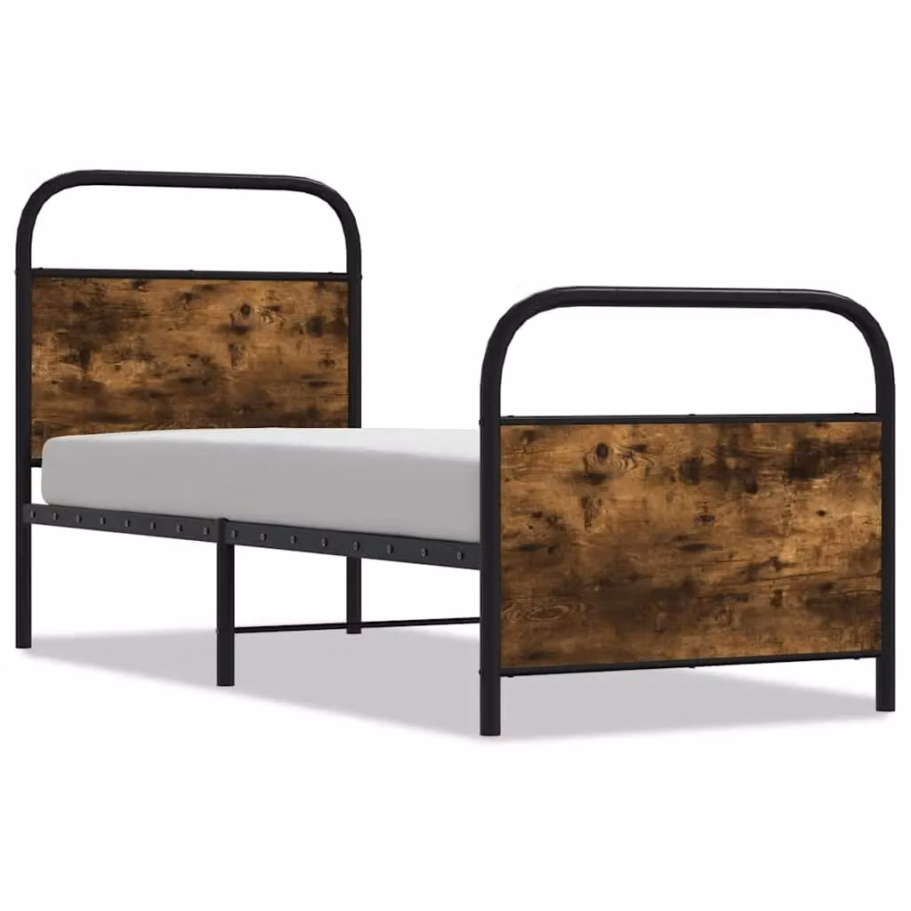 Berkfield Home Bed Frame in Smoked Oak and Brown Engineered Wood, W/D/H: 80 x 200 cm – 2