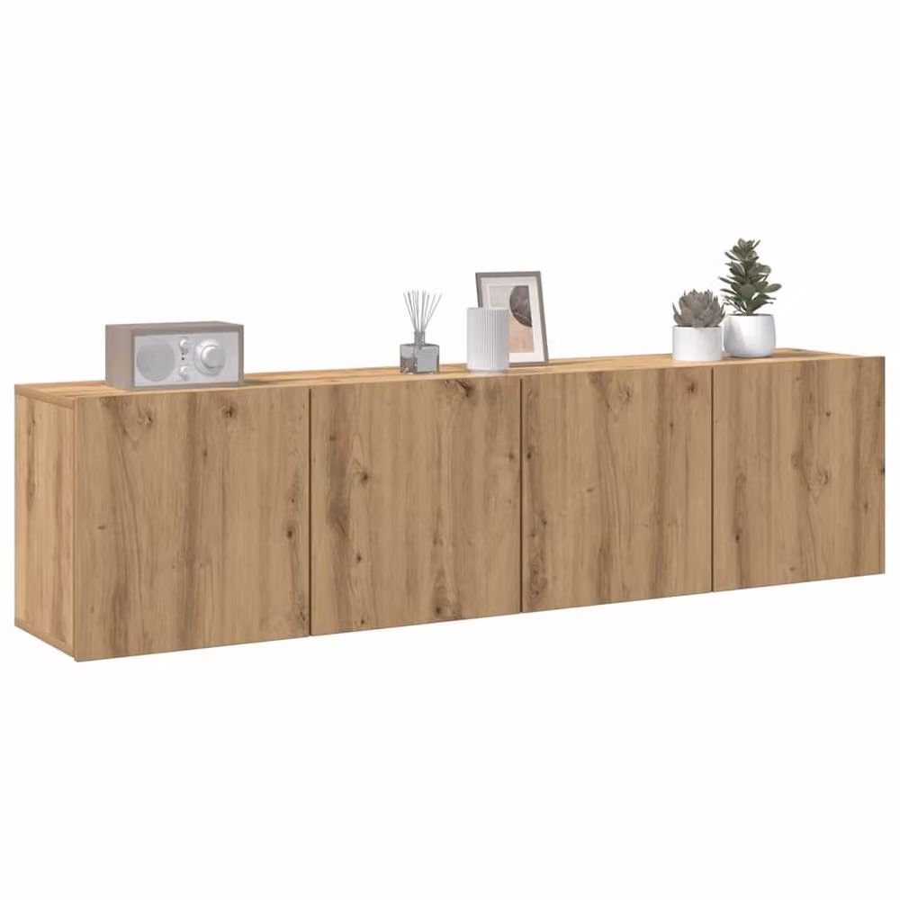 Berkfield Home Artisan Oak Wall-Mounted TV Cabinets, 2 Piece Set, Brown, W/D/H: 80 x 30 x 41 cm – 2