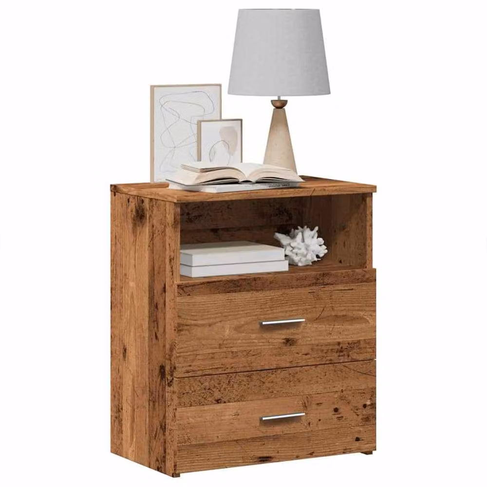 Berkfield Home Set of 2 Bedside Cabinets in Old Wood Brown, W/D/H: 50 x 32 x 60 cm – 2
