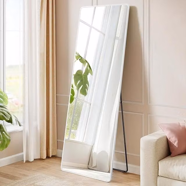 SONGMICS Freestanding Rectangular Full Length Mirror in Matte White, H 160 x W 50 x D 1 cm