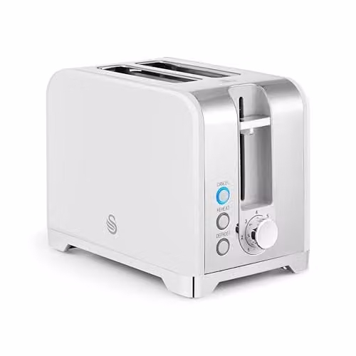 Swan Solace 2 Slice Toaster, White Stainless Steel, 930W