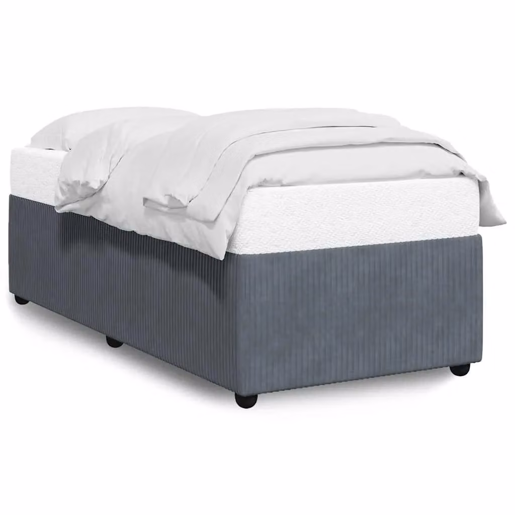 Berkfield Home Single Upholstered Velvet Bed Frame in Dark Grey, W/D/H: 90 x 200 cm – 2