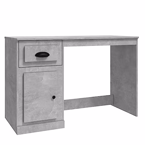 vidaXL Modern Computer Desk with Drawer in Grey Engineered Wood W/D/H: 115 x 50 x 75 cm